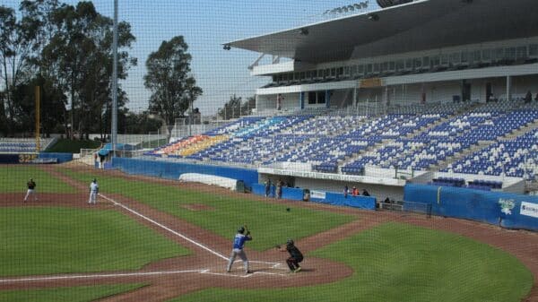 baseball game in field