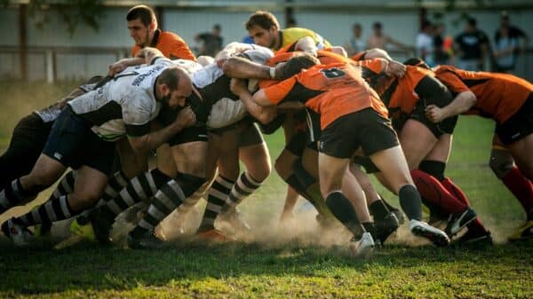 men playing football
