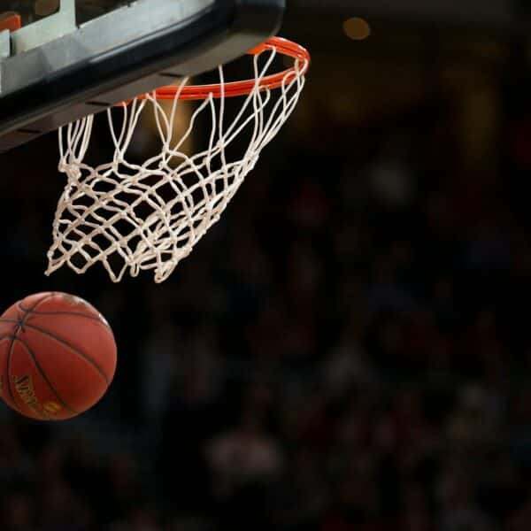 ball under basketball ring